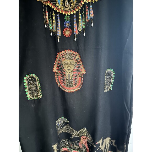 HB BRSY Egyptian Kafkan Dress Black Gold Beaded Sequin Nefertiti Tutankhamun M - Picture 3 of 6
